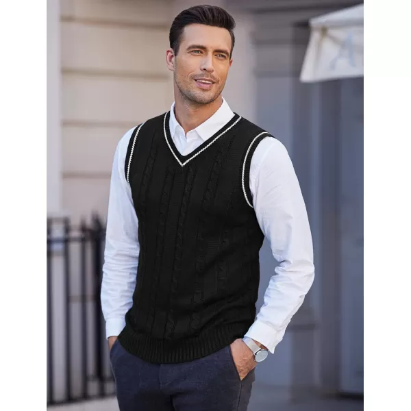 COOFANDY Men's Sweater Vest V Neck Slim Fit Casual Sleeveless Twisted Knitted Pullover Sweater