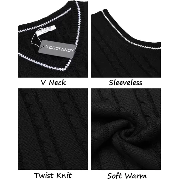 COOFANDY Men's Sweater Vest V Neck Slim Fit Casual Sleeveless Twisted Knitted Pullover Sweater