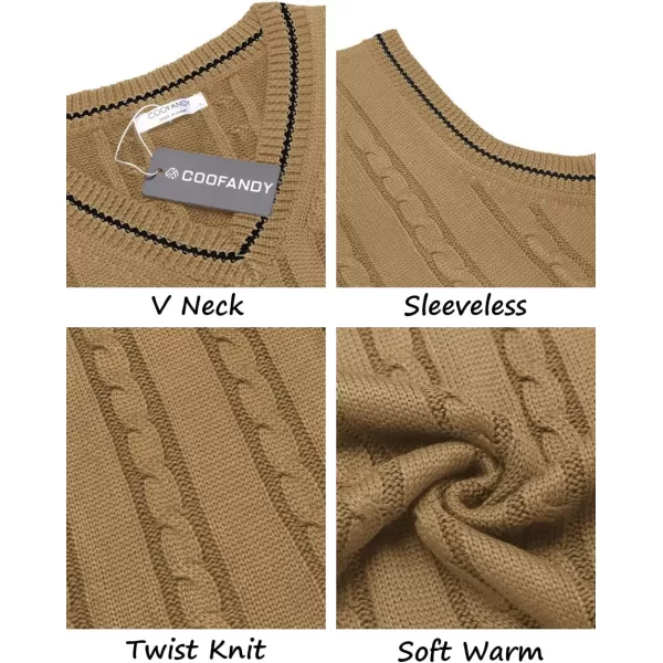 COOFANDY Men's Sweater Vest V Neck Slim Fit Casual Sleeveless Twisted Knitted Pullover Sweater