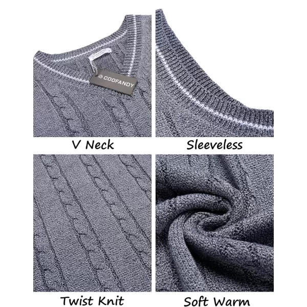 COOFANDY Men's Sweater Vest V Neck Slim Fit Casual Sleeveless Twisted Knitted Pullover Sweater)