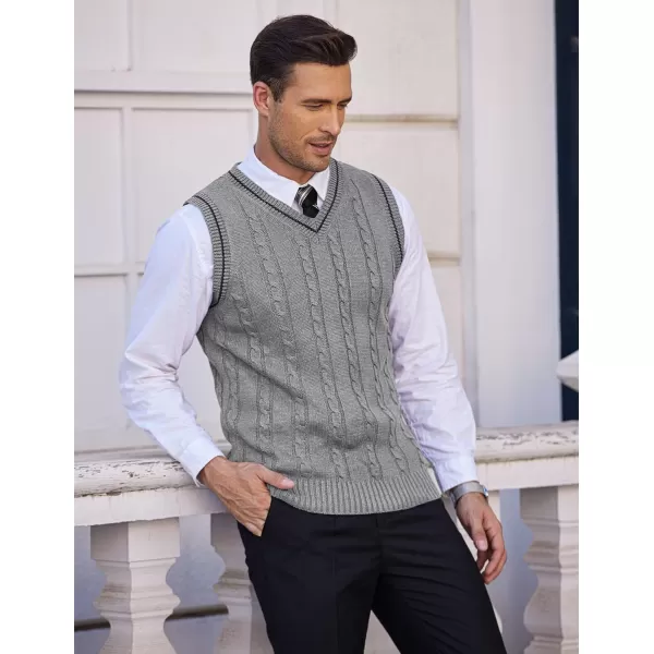COOFANDY Men's Sweater Vest V Neck Slim Fit Casual Sleeveless Twisted Knitted Pullover Sweater
