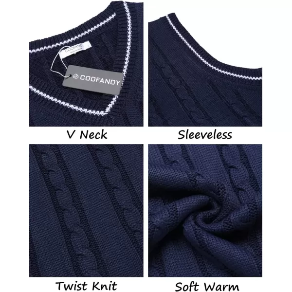 COOFANDY Men's Sweater Vest V Neck Slim Fit Casual Sleeveless Twisted Knitted Pullover Sweater
