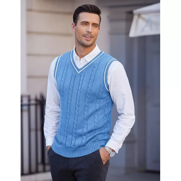 COOFANDY Men's Sweater Vest V Neck Slim Fit Casual Sleeveless Twisted Knitted Pullover Sweater