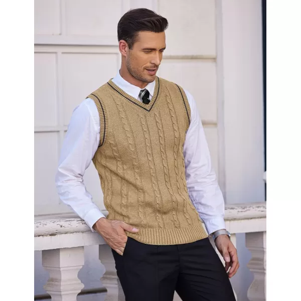 COOFANDY Men's Sweater Vest V Neck Slim Fit Casual Sleeveless Twisted Knitted Pullover Sweater
