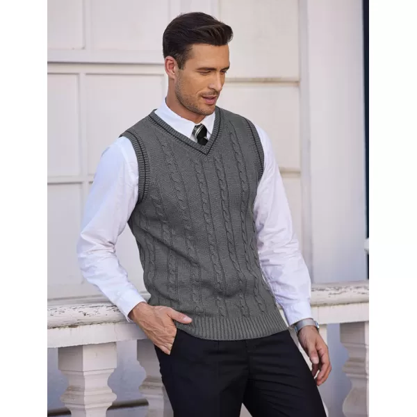 COOFANDY Men's Sweater Vest V Neck Slim Fit Casual Sleeveless Twisted Knitted Pullover Sweater