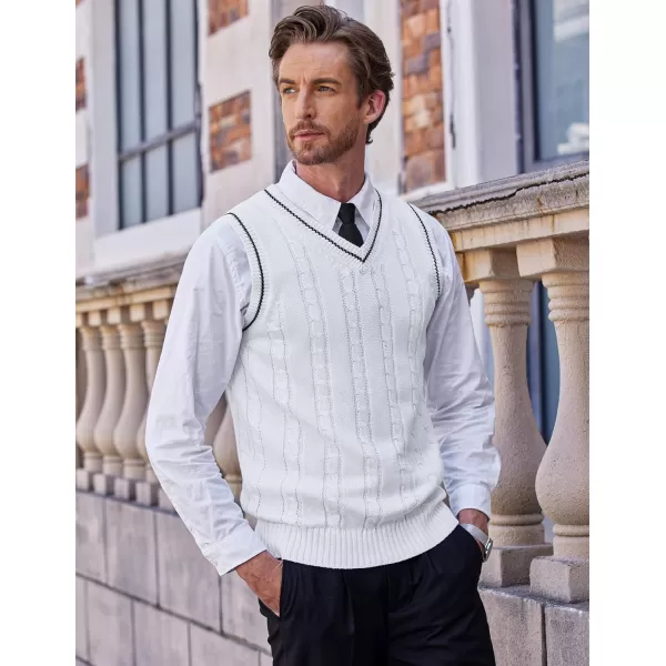 COOFANDY Men's Sweater Vest V Neck Slim Fit Casual Sleeveless Twisted Knitted Pullover Sweater