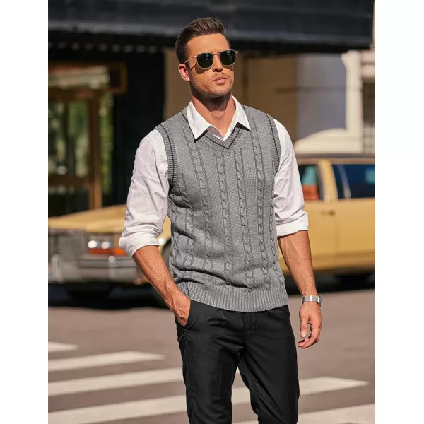 COOFANDY Men's Sweater Vest V Neck Slim Fit Casual Sleeveless Twisted Knitted Pullover Sweater