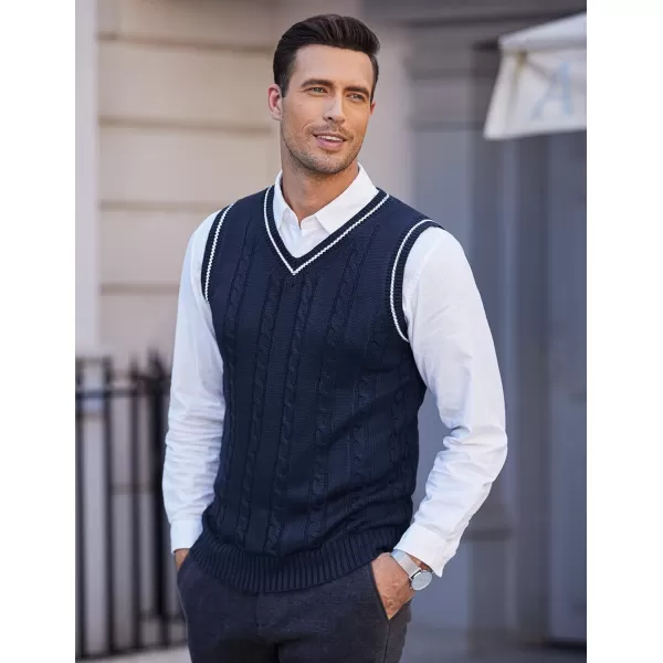 COOFANDY Men's Sweater Vest V Neck Slim Fit Casual Sleeveless Twisted Knitted Pullover Sweater