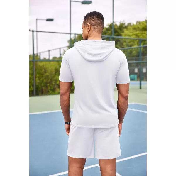 COOFANDY Men's Tracksuit 2 Piece Hooded Athletic Sweatsuit Short Sleeve Casual Sports Hoodie Shorts Set
