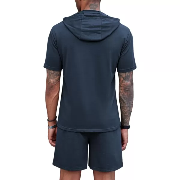 COOFANDY Men's Tracksuit 2 Piece Hooded Athletic Sweatsuit Short Sleeve Casual Sports Hoodie Shorts Set
