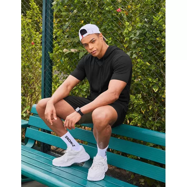 COOFANDY Men's Tracksuit 2 Piece Hooded Athletic Sweatsuit Short Sleeve Casual Sports Hoodie Shorts Set