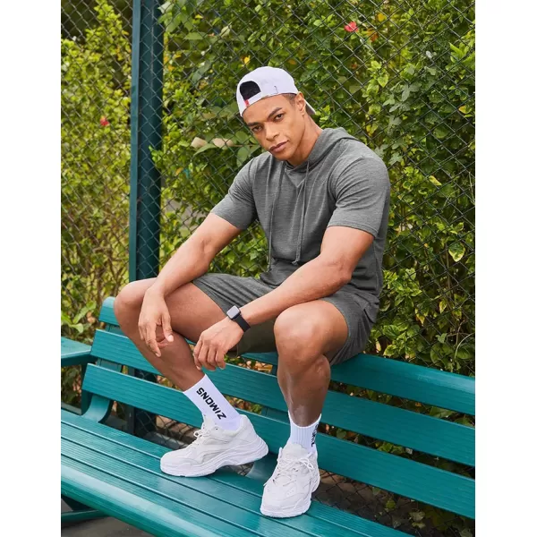COOFANDY Men's Tracksuit 2 Piece Hooded Athletic Sweatsuit Short Sleeve Casual Sports Hoodie Shorts Set