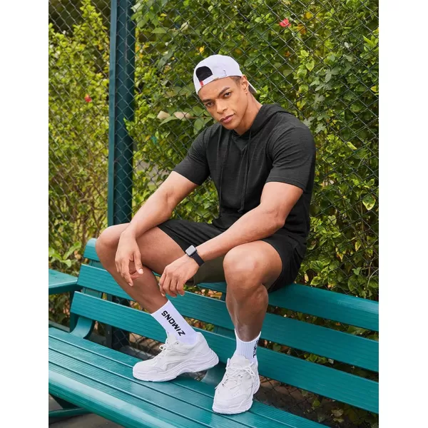 COOFANDY Men's Tracksuit 2 Piece Hooded Athletic Sweatsuit Short Sleeve Casual Sports Hoodie Shorts Set