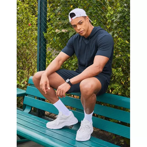 COOFANDY Men's Tracksuit 2 Piece Hooded Athletic Sweatsuit Short Sleeve Casual Sports Hoodie Shorts Set
