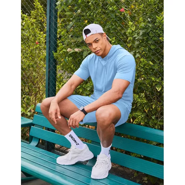 COOFANDY Men's Tracksuit 2 Piece Hooded Athletic Sweatsuit Short Sleeve Casual Sports Hoodie Shorts Set
