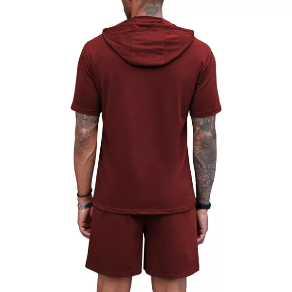 COOFANDY Men's Tracksuit 2 Piece Hooded Athletic Sweatsuit Short Sleeve Casual Sports Hoodie Shorts Set