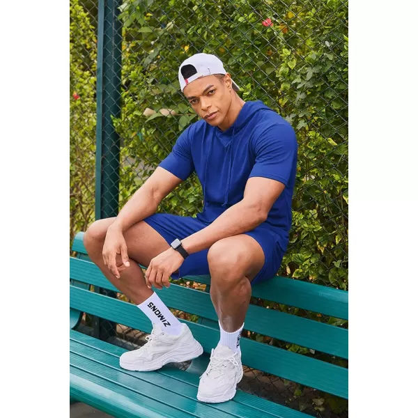 COOFANDY Men's Tracksuit 2 Piece Hooded Athletic Sweatsuit Short Sleeve Casual Sports Hoodie Shorts Set