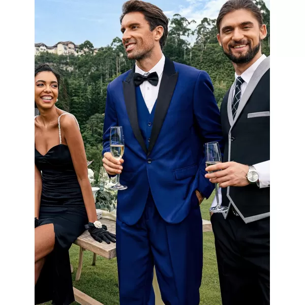 COOFANDY Men's Tuxedo Suits 2 Piece Wedding Blazer One Button Peak Lapel Suit Jacket Dress Pants for Dinner,Prom,Party