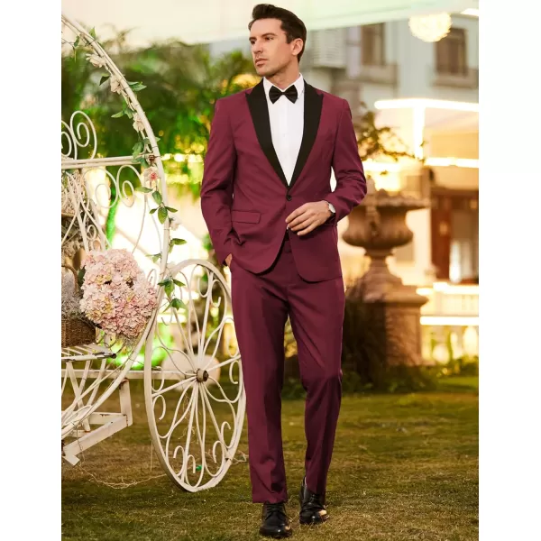 COOFANDY Men's Tuxedo Suits 2 Piece Wedding Blazer One Button Peak Lapel Suit Jacket Dress Pants for Dinner,Prom,Party
