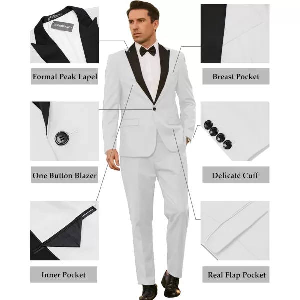 COOFANDY Men's Tuxedo Suits 2 Piece Wedding Blazer One Button Peak Lapel Suit Jacket Dress Pants for Dinner,Prom,Party