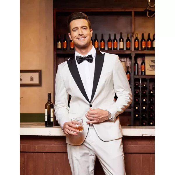 COOFANDY Men's Tuxedo Suits 2 Piece Wedding Blazer One Button Peak Lapel Suit Jacket Dress Pants for Dinner,Prom,Party