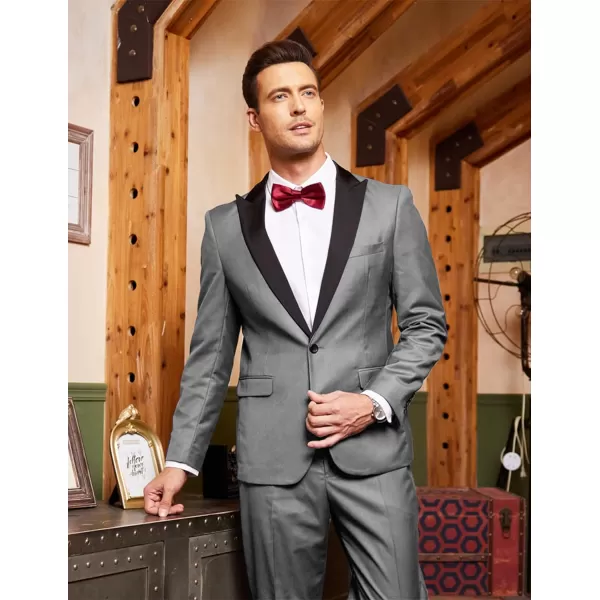 COOFANDY Men's Tuxedo Suits 2 Piece Wedding Blazer One Button Peak Lapel Suit Jacket Dress Pants for Dinner,Prom,Party