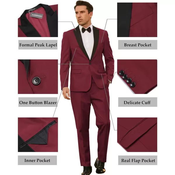 COOFANDY Men's Tuxedo Suits 2 Piece Wedding Blazer One Button Peak Lapel Suit Jacket Dress Pants for Dinner,Prom,Party