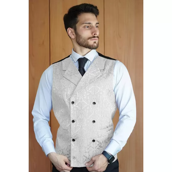 COOFANDY Mens Victorian Vest Steampunk Double Breasted Suit Vest Slim Fit Brocade Paisley Floral Waistcoat