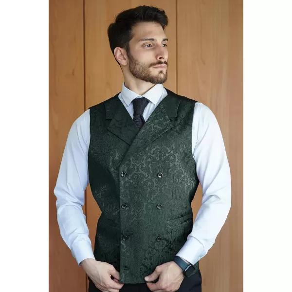 COOFANDY Mens Victorian Vest Steampunk Double Breasted Suit Vest Slim Fit Brocade Paisley Floral Waistcoat