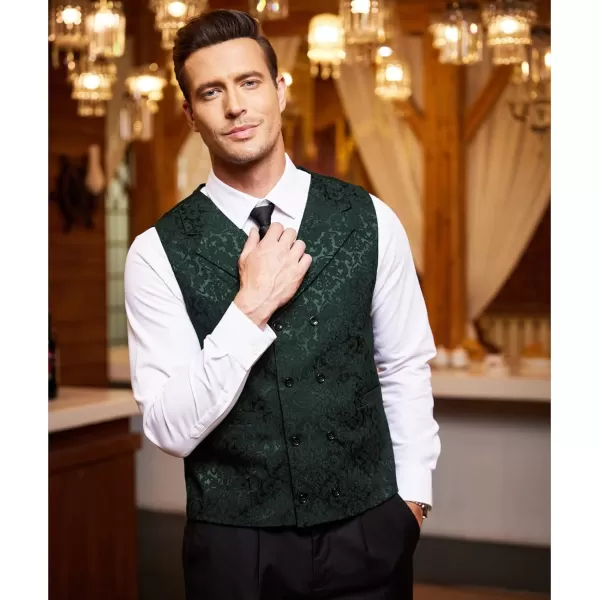 COOFANDY Mens Victorian Vest Steampunk Double Breasted Suit Vest Slim Fit Brocade Paisley Floral Waistcoat