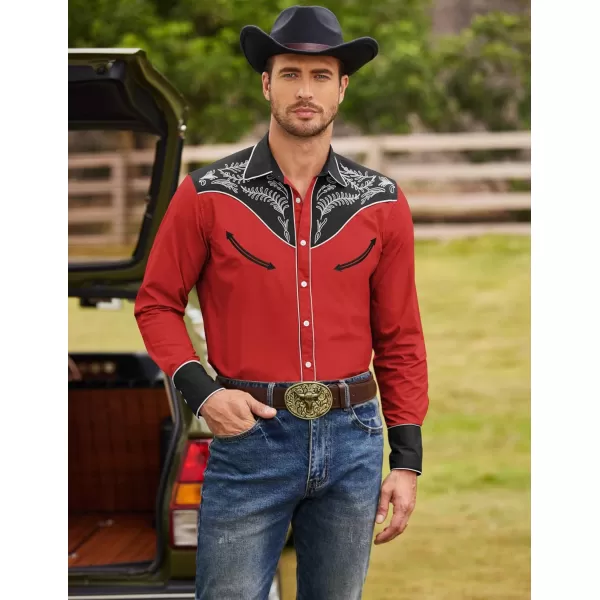 COOFANDY Men's Western Cowboy Shirt Casual Long Sleeve Button Down Cotton Shirts