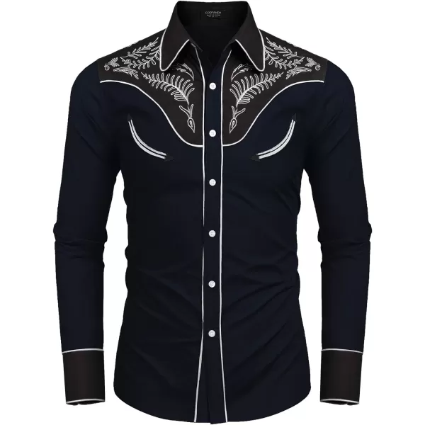 COOFANDY Men's Western Cowboy Shirt Casual Long Sleeve Button Down Cotton Shirts