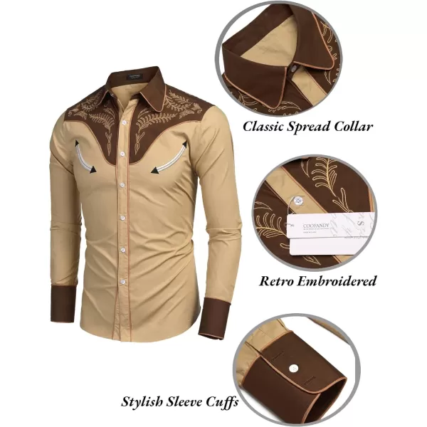 COOFANDY Men's Western Cowboy Shirt Casual Long Sleeve Button Down Cotton Shirts