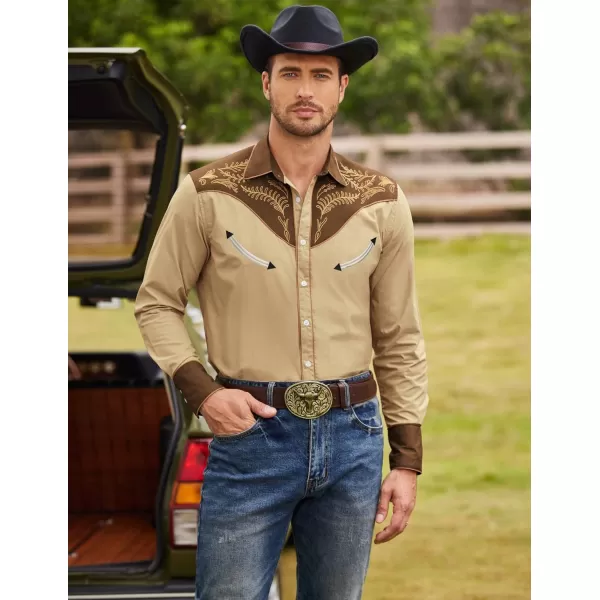 COOFANDY Men's Western Cowboy Shirt Casual Long Sleeve Button Down Cotton Shirts