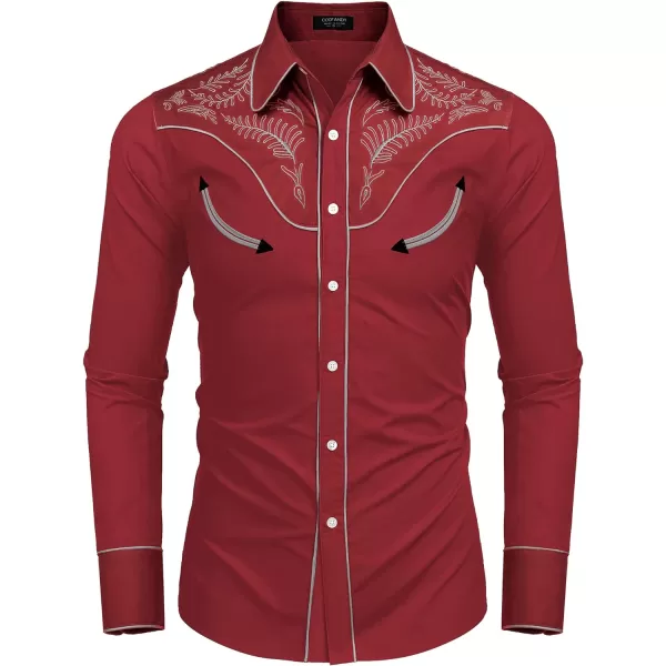 COOFANDY Men's Western Cowboy Shirt Casual Long Sleeve Button Down Cotton Shirts