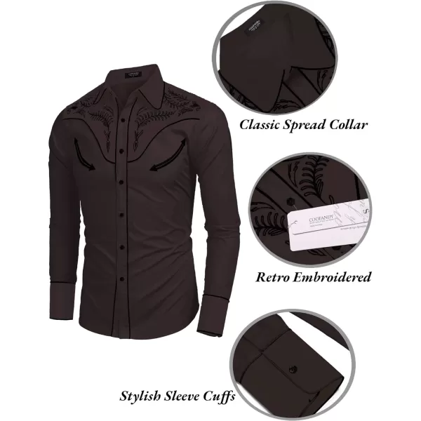 COOFANDY Men's Western Cowboy Shirt Casual Long Sleeve Button Down Cotton Shirts