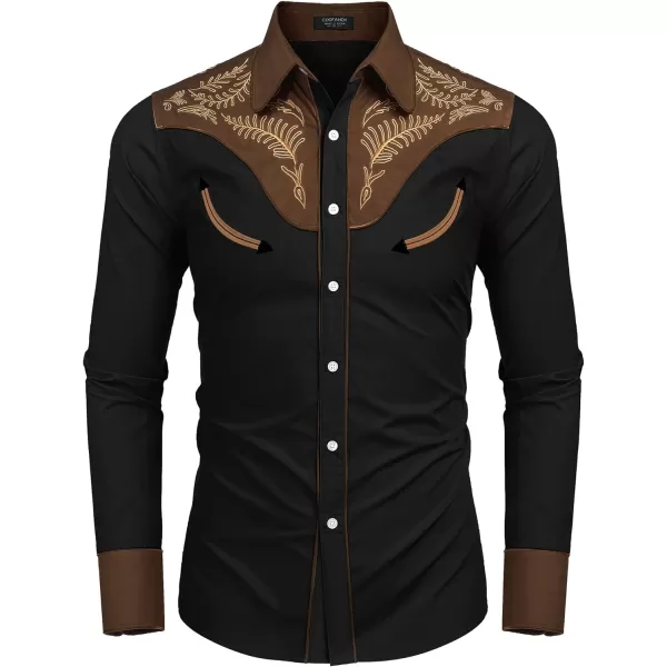 COOFANDY Men's Western Cowboy Shirt Casual Long Sleeve Button Down Cotton Shirts