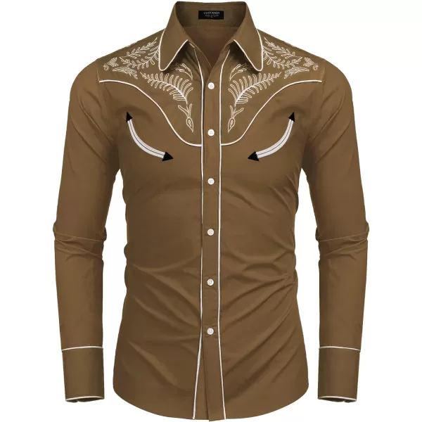 COOFANDY Men's Western Cowboy Shirt Casual Long Sleeve Button Down Cotton Shirts