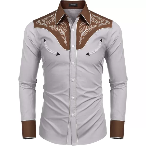COOFANDY Men's Western Cowboy Shirt Casual Long Sleeve Button Down Cotton Shirts