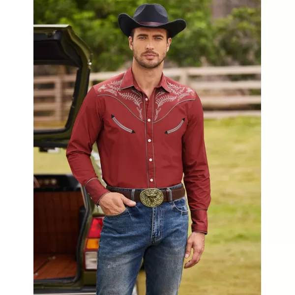 COOFANDY Men's Western Cowboy Shirt Casual Long Sleeve Button Down Cotton Shirts