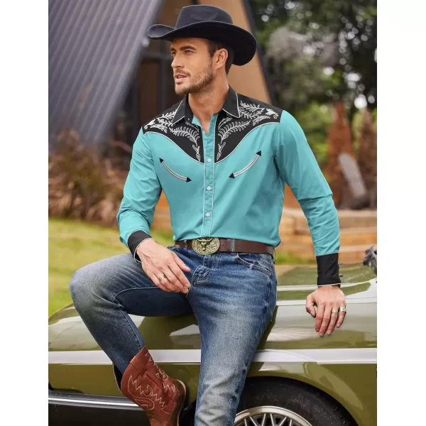 COOFANDY Men's Western Cowboy Shirt Casual Long Sleeve Button Down Cotton Shirts