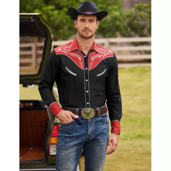 COOFANDY Men's Western Cowboy Shirt Casual Long Sleeve Button Down Cotton Shirts