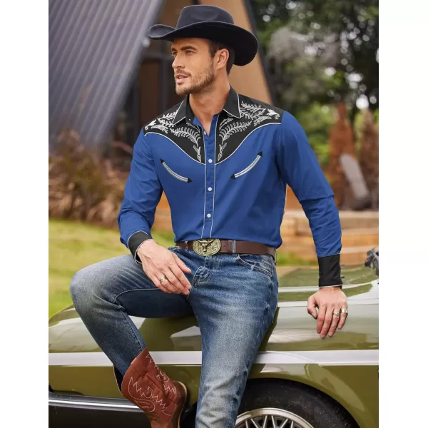 COOFANDY Men's Western Cowboy Shirt Casual Long Sleeve Button Down Cotton Shirts