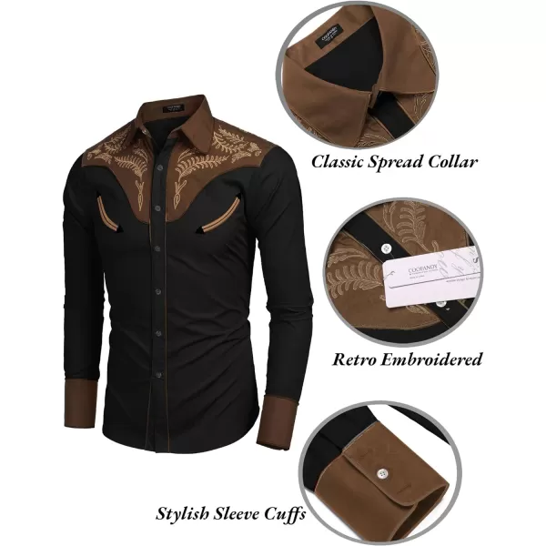 COOFANDY Men's Western Cowboy Shirt Casual Long Sleeve Button Down Cotton Shirts
