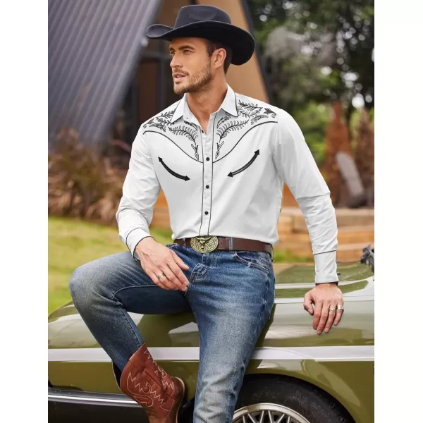 COOFANDY Men's Western Cowboy Shirt Casual Long Sleeve Button Down Cotton Shirts
