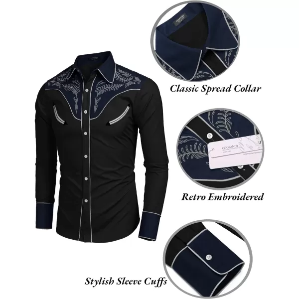 COOFANDY Men's Western Cowboy Shirt Casual Long Sleeve Button Down Cotton Shirts