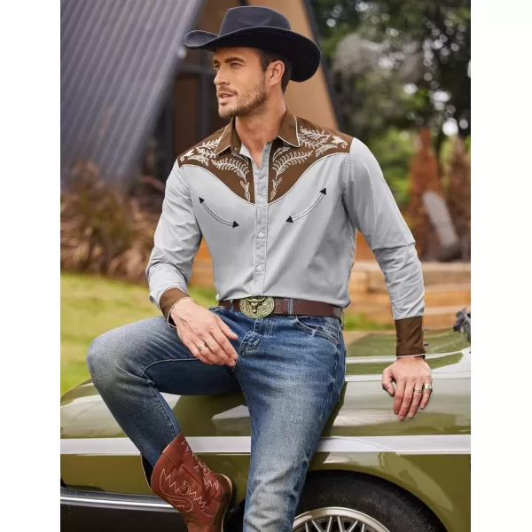COOFANDY Men's Western Cowboy Shirt Casual Long Sleeve Button Down Cotton Shirts