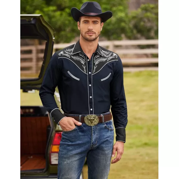 COOFANDY Men's Western Cowboy Shirt Casual Long Sleeve Button Down Cotton Shirts