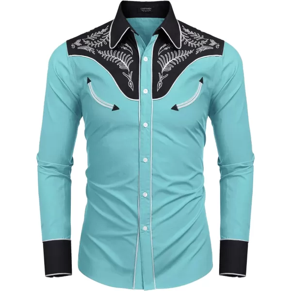 COOFANDY Men's Western Cowboy Shirt Casual Long Sleeve Button Down Cotton Shirts