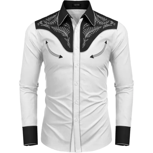COOFANDY Men's Western Cowboy Shirt Casual Long Sleeve Button Down Cotton Shirts